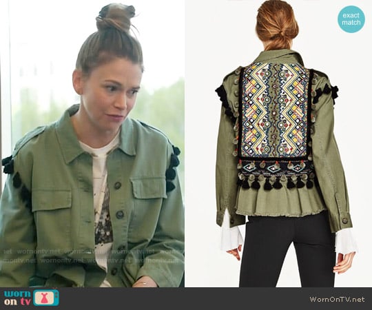 Zara Parka with Embroidery and Pom Poms worn by Liza Miller (Sutton Foster) on Younger