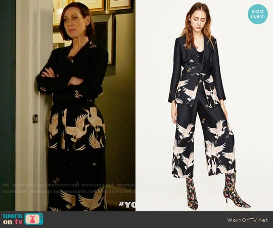 Zara Printed Jacket with Sash Belt worn by Diana Trout (Miriam Shor) on Younger