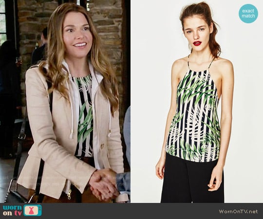 Zara Printed Leaves Top worn by Liza Miller (Sutton Foster) on Younger