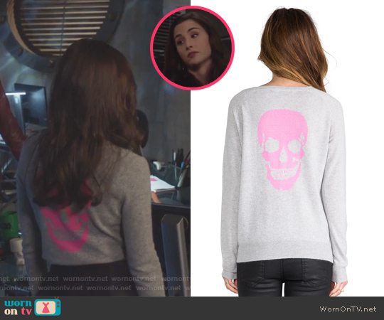 360 Sweater Skull Cashmere Luther Crew Neck Sweater worn by Camille Engelson (Allison Scagliotti) on Stitchers