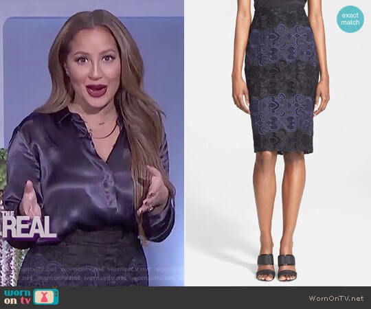 A.L.C. Davin Embroidered Silk Organza Skirt worn by Adrienne Houghton on The Real