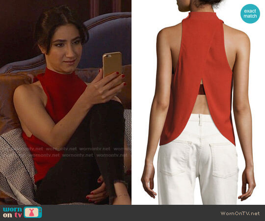 A.L.C. Olympia Top in Brick worn by Adena El-Amin (Nikohl Boosheri) on The Bold Type