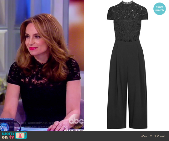 Alice + Olivia Elysia stretch-lace and crepe jumpsuit worn by Jedediah Bila on The View
