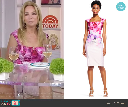 Adrianna Papell Ombre Watercolor Floral Print Dress with Cut Out Back worn by Kathie Lee Gifford on Today