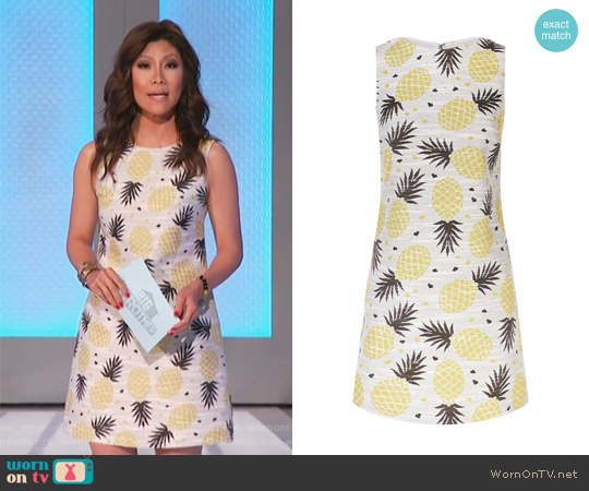 Alice + Olivia Clyde Pineapple Shift Dress worn by Julie Chen on Big Brother