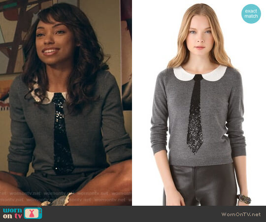 Alice + Olivia Delray Sequin Tie Sweater worn by Samantha White (Logan Browning) on Dear White People