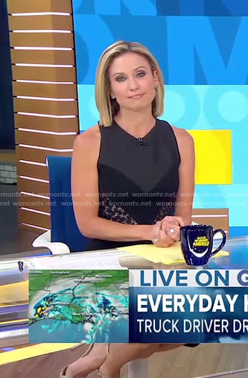 Amy’s black lace inset midi dress on Good Morning America