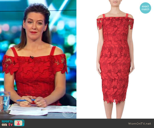 Anthea Crawford Cherry Lace Dress worn by Gorgi Coghlan on The Project
