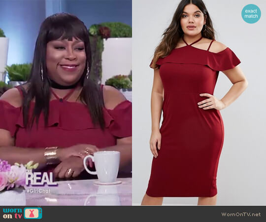 ASOS Pencil Dress with Strap Shoulder Detail worn by Loni Love on The Real