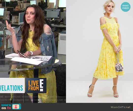 ASOS Bright Embellished Cut Out Midi Dress worn by Melanie Bromley on E! News