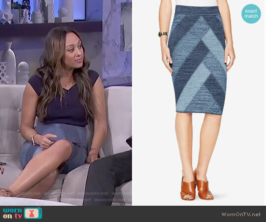 Bcbgmaxazria Patchwork Pencil Skirt worn by Tamera Mowry on The Real