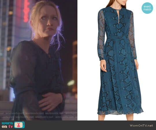 Burberry Snake-print Silk-chiffon Midi Dress worn by Abby Donovan (Paula Malcomson) on Ray Donovan