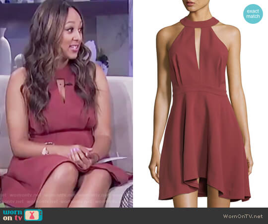 C/Meo Collective Witness Dress in Marsala worn by Tamera Mowry on The Real