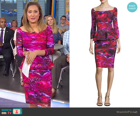 La Petite Robe di Chiara Boni Sina Peplum Cocktail Dress worn by Ginger Zee on Good Morning America
