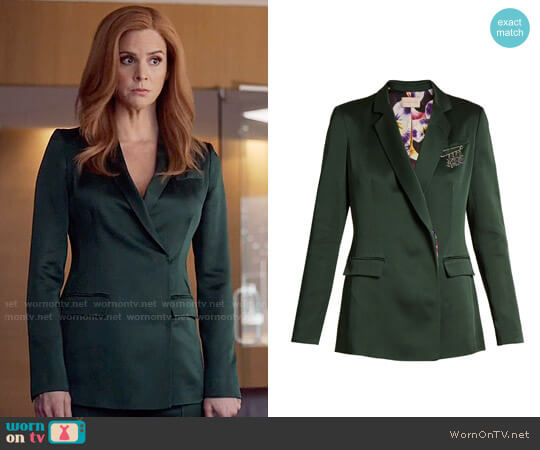 Christopher Kane Safety Pin-embellished Cady Blazer worn by Donna Paulsen (Sarah Rafferty) on Suits
