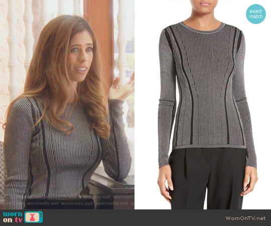 Diane von Furstenberg Ribbed Merino Wool Blend Top worn by Lydia McLaughlin on The Real Housewives of Orange County