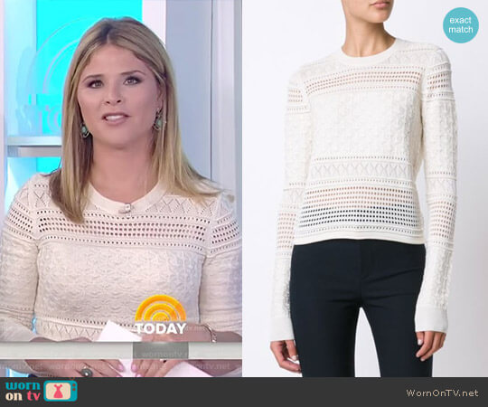 10 Crosby by Derek Lam Perforated Sweater worn by Jenna Bush Hager on Today