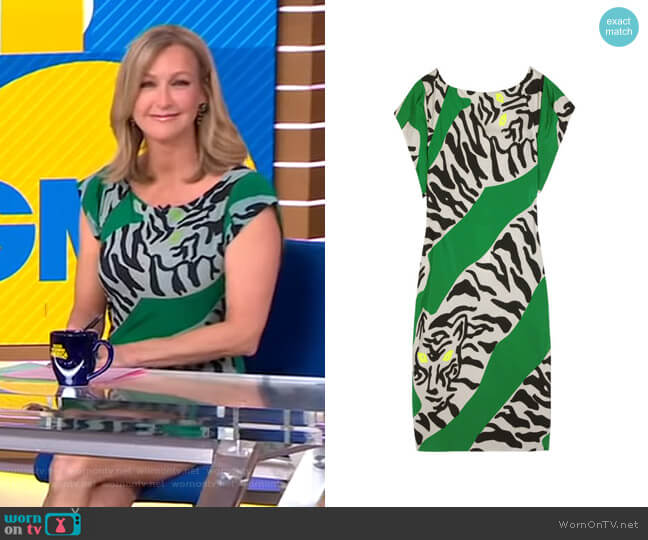 Diane Von Furstenburg Asher Printed Crepe Dress worn by Lara Spencer on Good Morning America