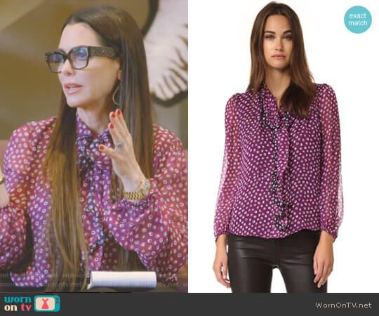 Diane von Furstenberg Havanah Tie Neck Blouse worn by D’Andra Simmons on The Real Housewives of Dallas