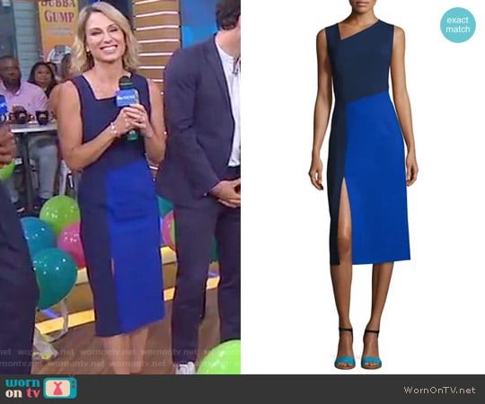 Diane von Furstenberg Asymmetric-Neck Midi Dress worn by Amy Robach on Good Morning America