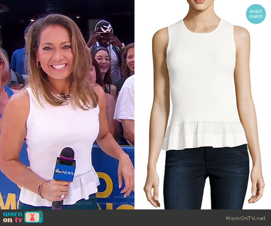 Diane von Furstenberg Sleeveless Knit Peplum Top worn by Ginger Zee on Good Morning America