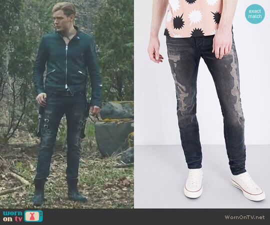 Diesel Sleenker 084DL Distressed Slim-Fit Skinny Jeans worn by Jace Wayland (Dominic Sherwood) on Shadowhunters