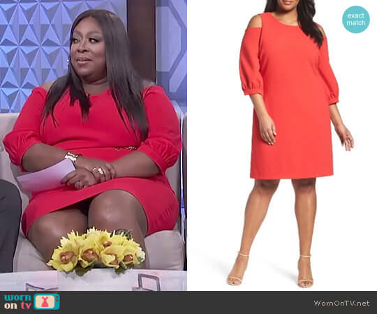 Eliza J Cold Shoulder Shift Dress worn by Loni Love on The Real