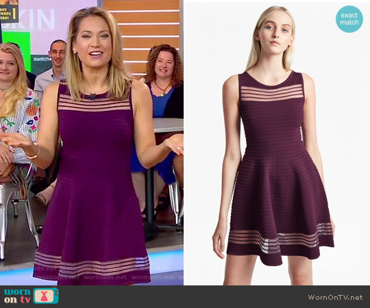 French Connection Tobey Dress in Deepest Purple worn by Ginger Zee on Good Morning America