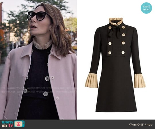 Gucci Ruffle-Trimmed Wool And Silk-Blend Mini Dress worn by Samantha Delmonico (Annie Parisse) on Friends from College