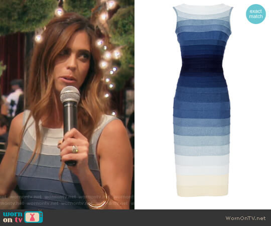 Herve Leger Blue Ardell Dress worn by Lydia McLaughlin on The Real Housewives of Orange County