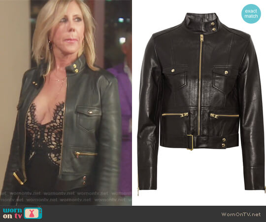 IRO Broome Leather Biker Jacket worn by Vicki Gunvalson on The Real Housewives of Orange County