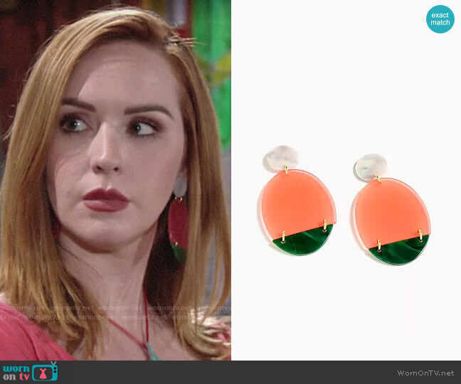 J.Crew Lucite statement earrings worn by Mariah Copeland (Camryn Grimes) on The Young and the Restless
