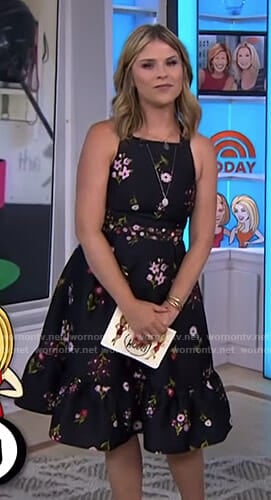 Jenna’s black floral flare dress on Today