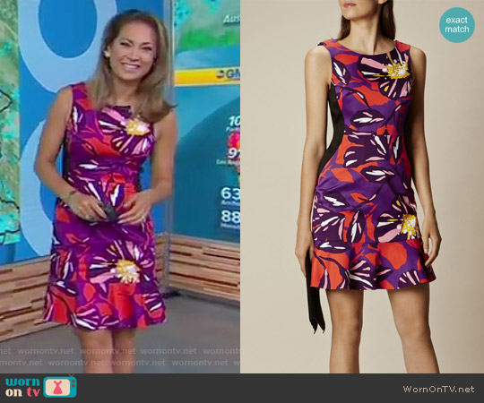 Karen Millen Floral Cotton Mini Dress worn by Ginger Zee on Good Morning America