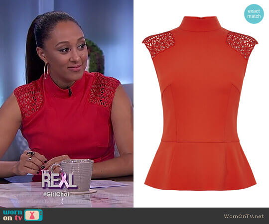 Karen Millen Shoulder Braid Top worn by Tamera Mowry on The Real