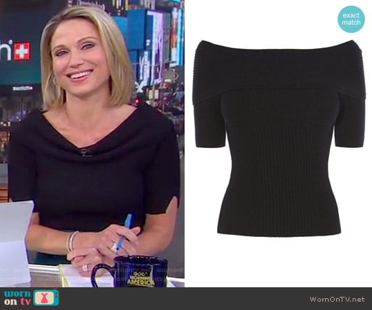 Karen Millen Short Sleeve Bardot Top worn by Amy Robach on Good Morning America