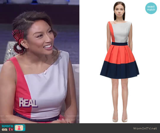 Lattori Asymmetric Shoulder Line Dress worn by Jeannie Mai on The Real
