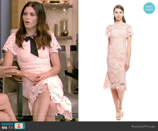 Lela Rose Leaf Guipure Lace Ruffle Skirt Dress
