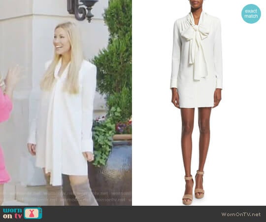 See by Chloe Long-Sleeve Tie-Neck Mini Dress worn by Stephanie Hollman on The Real Housewives of Dallas