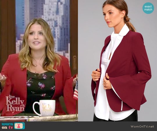 Lulus Night Visions Burgundy Cropped Blazer