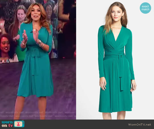 MICHAEL Michael Kors Faux Wrap Jersey Dress worn by Wendy Williams on The Wendy Williams Show