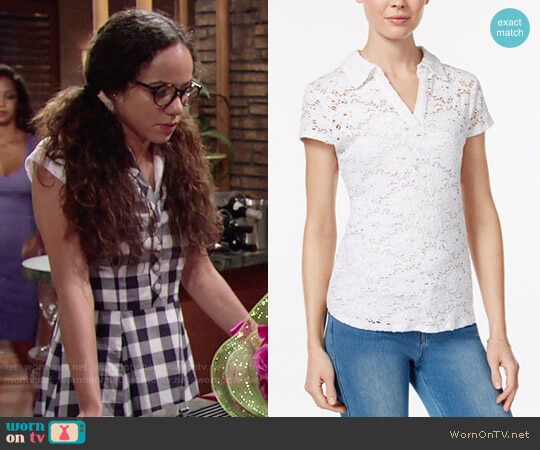Maison Jules Crochet Lace Polo worn by Mattie Ashby (Lexie Stevenson) on The Young and the Restless