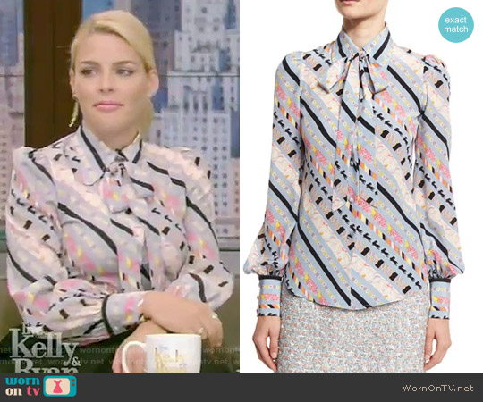 Marc Jacobs Printed Tie-Neck Bishop-Sleeve Blouse