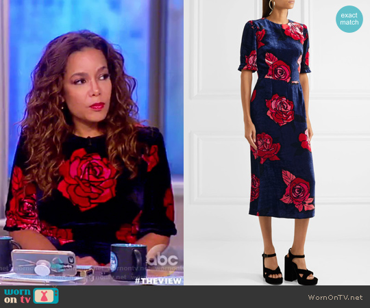 Markus Lupfer Freya floral-print velvet midi dress worn by Sunny Hostin on The View
