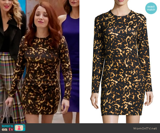 McQ Alexander McQueen Long-Sleeve Printed Mini Dress worn by Jo (Alanna Ubach) on Girlfriends Guide to Divorce