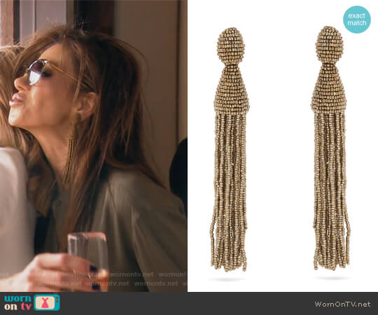 Oscar de la Renta Bead-Embellished Tassel-drop Clip-on Earrings worn by Peggy Sulahian on The Real Housewives of Orange County