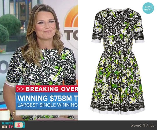 Oscar de la Renta Printed Stretch Cotton Poplin Dress worn by Savannah Guthrie on Today