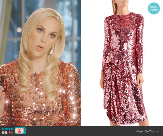 Preen by Thornton Bregazzi Carlin Asymmetric Sequined Tulle Midi Dress worn by Kameron Westcott on The Real Housewives of Dallas