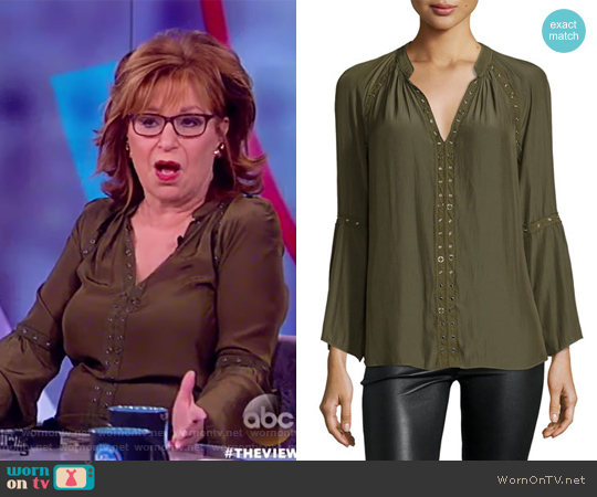 Ramy Brook Darcy Long-Sleeve Peasant Top Urban Green worn by Joy Behar on The View