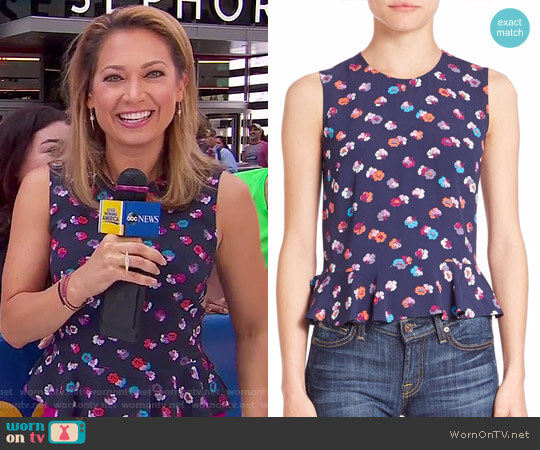 Rebecca Taylor Sakura Peplum Top worn by Ginger Zee on Good Morning America